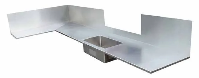 Custom stainless steel worktop and sink