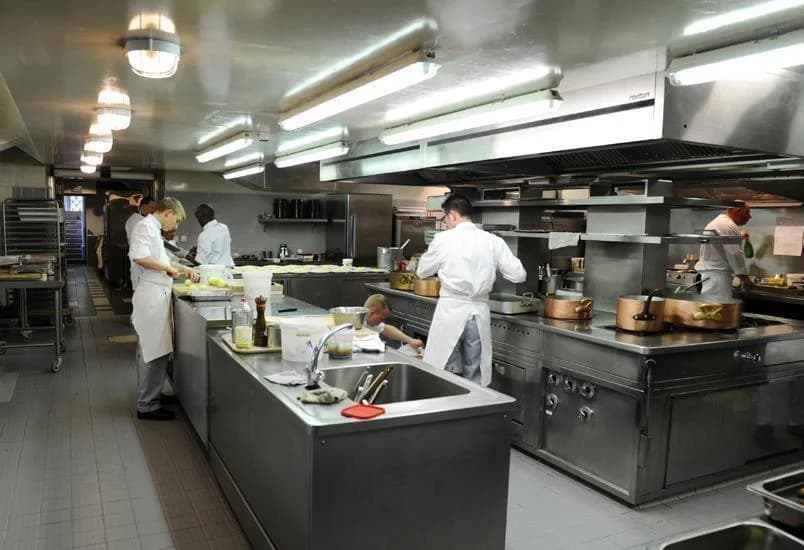 Commercial catering kitchen with cooking and preparation equipment