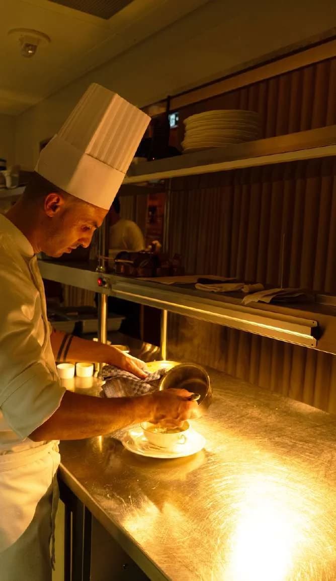 Chef preparing food in a professional kitchen