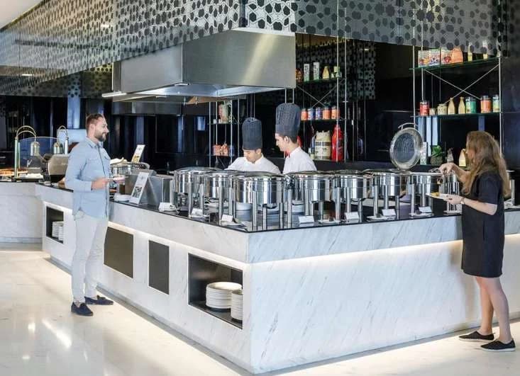 Open kitchen service counter